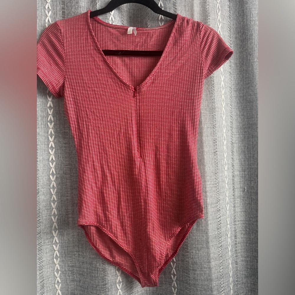 Urban Outfitters -out from under- Red Striped Bodysuit